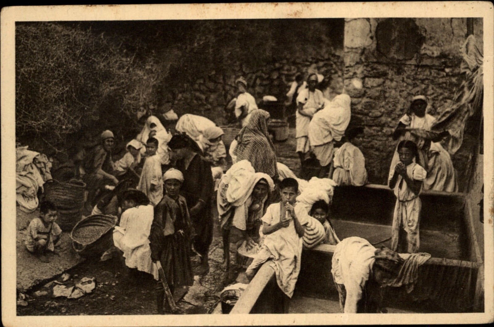 c1919 French Washerwomen at Work Postcard  Vintage FRANCE UNPOSTED