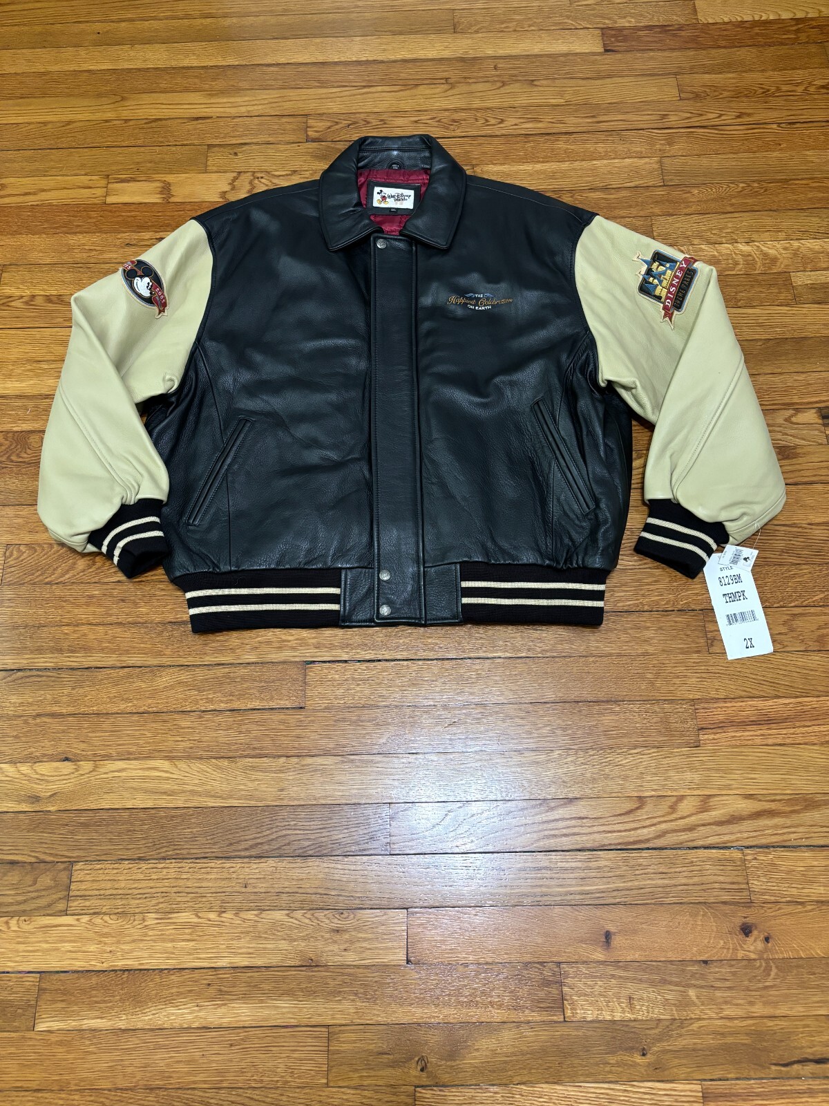 VINTAGE y2K Walt Disney World Mickey Leather Jacket 2XL Black NWT NOS $395