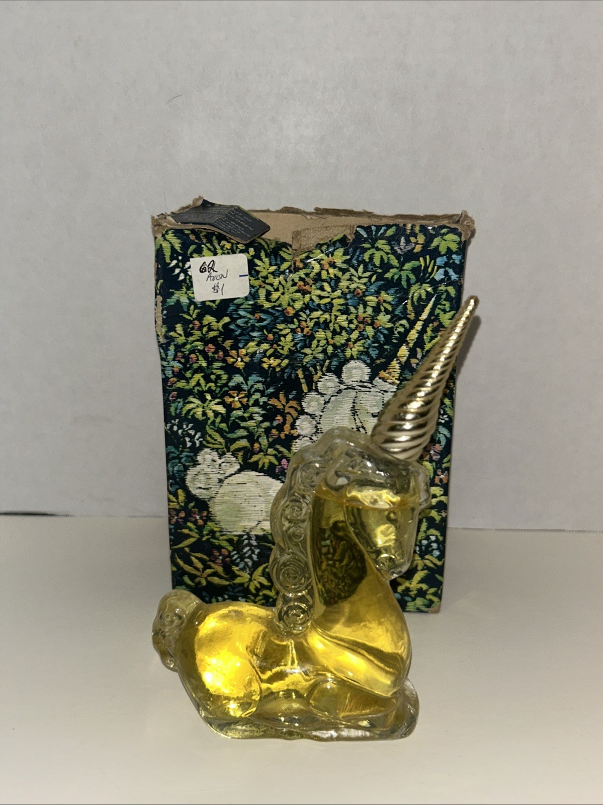 Vintage Avon Unicorn Decanter Perfume Brocade Cologne with Box Splash Bottle 