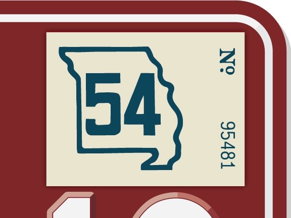 1954 Missouri License Plate Registration Sticker, MO, Classic, Vintage, Tag