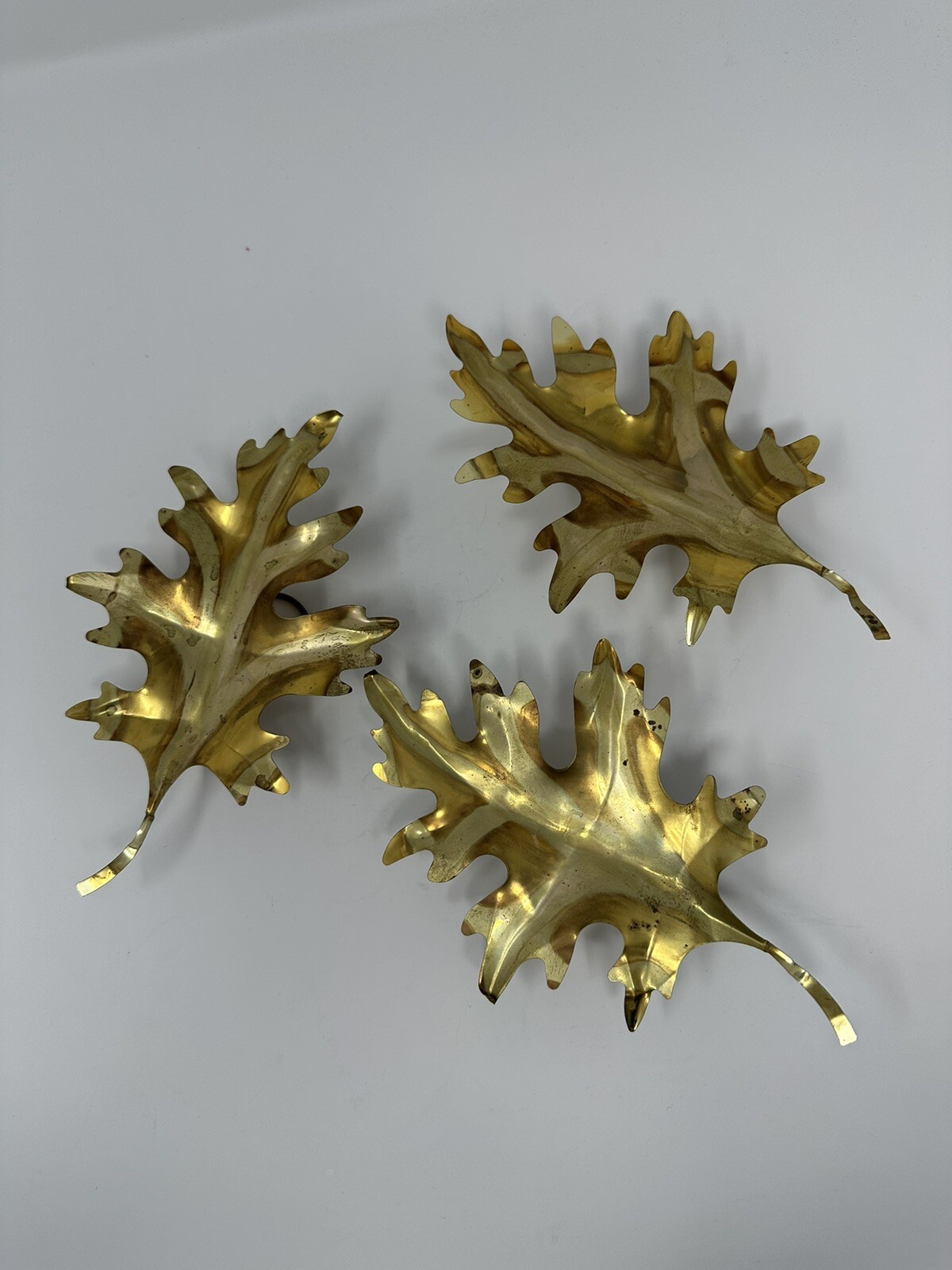 VTG MCM Brass Oak Leaves Metal Wall Hanging 3pc VTG MCM Brass Oak Leaves Metal Wall Hanging 3pc
