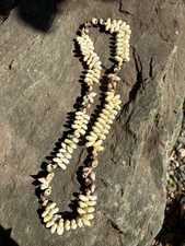 Vintage Style Hawaiian Light Beige Small Clam  Sea Shell Bead Lei Necklace picture