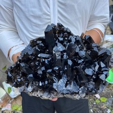 15.7lb Natural Smoky Black Quartz Crystal Cluster Raw Mineral Specimen healing picture