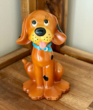 Vintage Cartoon Dog Figurine Orange Brown Puppy Big Eyes Retro 4.5” picture