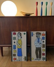MCM Mid-Century Modern Gravel Art: Italy, Set of Two (2) picture