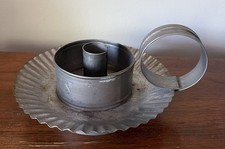 Vintage Primitive Chamber Stick Tin Candle With Finger Holder - Rustic Decor picture