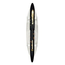 Sheaffer Admiral Fountain Pen Black Flecked Goldtone Engraved Lever Fill Vintage picture