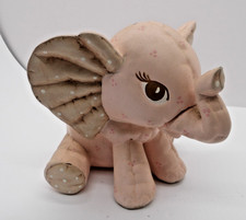 Vintage Pink Ceramic Elephant Baby Bank picture