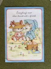 Vintage 1981 Hallmark Mary Hamilton Kitten Poster Picnic Everything’s Nicer NOS picture