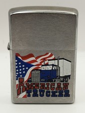American Trucker USA Flag Vintage 2008 Chrome Zippo Lighter New picture
