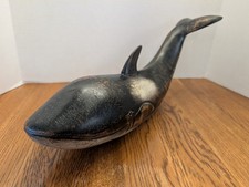 Vintage Hand Carved Wooden Orca Whale/Marine Life/Sculpture 18