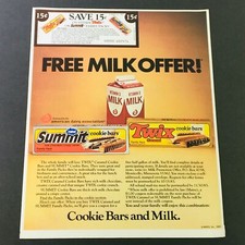 VTG Retro 1983 Twix Caramel Cookie & Summit Cookie Bars FREE Milk Ad Coupon picture