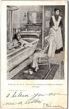 Postcard NY Port Jervis - Surprise Life Sommer Cottage Man Woman Bath Cruser picture