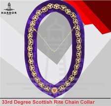 Freemason 33rd Degree Scottish Rite Chain Collar Gold Plated New picture