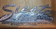 VINTAGE SIESTA METAL EMBLEM TRAILER SIGN picture