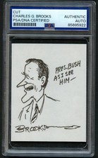 Charles G. Brooks signed autograph 2.5x3 Cut Artist Cartoonist PSA Slab picture