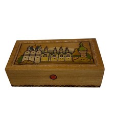 Vintage Russian Beriozka Hand Painted Wood Trinket Box Soviet Folk Art picture