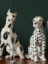 Vintage Ceramic Dog Figurines Pair 11.5