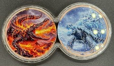 Fire Dragon and Ice Tortoise 2x 1 oz .999 Copper Rounds Bullion 2 oz Total picture