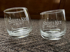 Siesta Key Rum Etched Clear Rocking Glasses Set of 2 picture