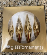 Martha Stewart Four Flute-Shaped Glass Ornaments 2002 Gold Traditions picture