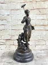 Young girl in wheat fields Genuine Bronze Sculpture Home Decoration Sale picture