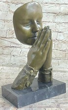 Bronze Sculpture Inspired Dali Surrealist Abstract Modern Art Man Prayer Statue picture