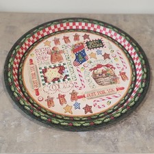 Brother Sister Designs Serving Platter Metal Tin~Vtg 2002 Christmas  picture