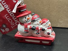 FOCO Georgia Bulldogs Sledding Snowman Christmas Ornament UGA/NCAA Licensed NEW picture