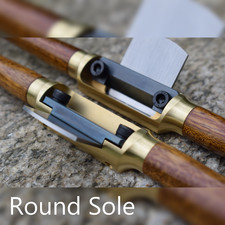 Handmade Brass Spokeshave - Round Sole - O1 Tool Steel Blade - Sapele Handles picture