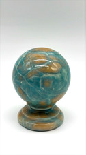 Vintage Ducceschi Italy Genuine Blue Alabaster Sphere Orb On Pedestal 4