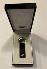 Montblanc Black Leather Key Fob 2-Split  Snap Key Ring picture