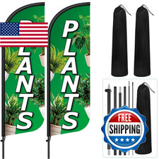Remagr 2 Pack Plants Feather Flag 7 Ft Advertising Swooper Flag Sign Windless picture