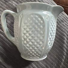 Crown Blue Roseville Diamond Pitcher 1940s Robinson Ransbottom Pottery Vintage picture