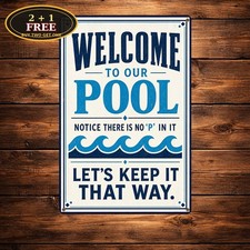 Funny Pee Pool Swimming Safety Metal Sign Vintage Outdoor Backyard Deck Decor picture