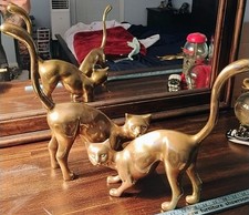 BRASS SIAMESE CATS Vintage Set picture