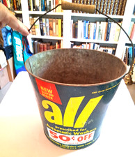 ​Vtg 1950s Monsanto ALL Laundry Galvanized Metal Bucket Pail Sign Graphic 23lb. picture