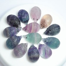 USA Natural Quartz Crystal Skull Carved Rainbow Fluorite Hedgehog Healing 10Pcs picture