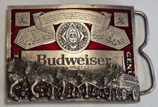 Vintage Budweiser Clydesdales Belt Buckle Markatron Anheuser Busch Beer T-169 picture