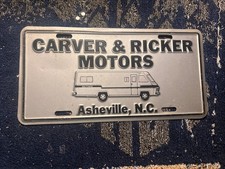 Metal Dealership License Plate Carver & Ricker Motors Asheville NC picture
