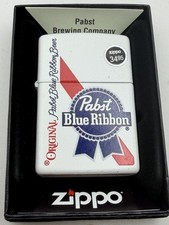 Pabst Blue Ribbon Beer Label White Matte Zippo Lighter New 48746 picture