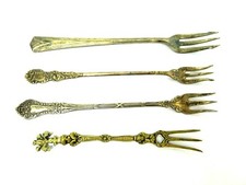 Mixed Vintage Lot Used Silverplate & Brass Simeon & George Rogers Olive Forks picture