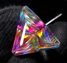 Certified Trillion Cut 100 Ct Natural Rainbow Color Mystic Topaz Loose Gemstone picture