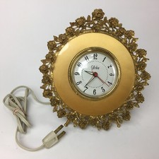VINTAGE GLOBE ORMOLU ELECTRIC ALARM CLOCK - Circle of Roses picture