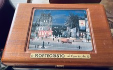 Vintage Montecristo “Le Cigare des Arts” Wooden Cigar Box 11 1/2 X 8” picture