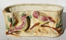 Bird Double Bird Planter Flower Vase Ceramic Hand Painted Made in Occupied Japan picture