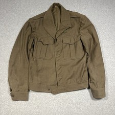 1940s WWII Eisenhower Jacket Mens 36L Long Green Wool Cropped 1945 Read Military picture