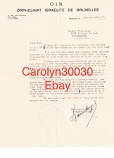 1947 Holocaust Orphan Letter Signed Seligman Beer Bamberger Brussels Belgium picture