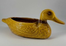 Vintage Ungemach UPCO Golden Brown Ceramic Duck Planter 14¼