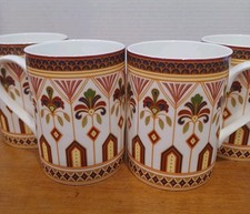 Queens Imari Mug Cup Bone China Art Deco Diamond Border Floral Arches Set Of 4 picture